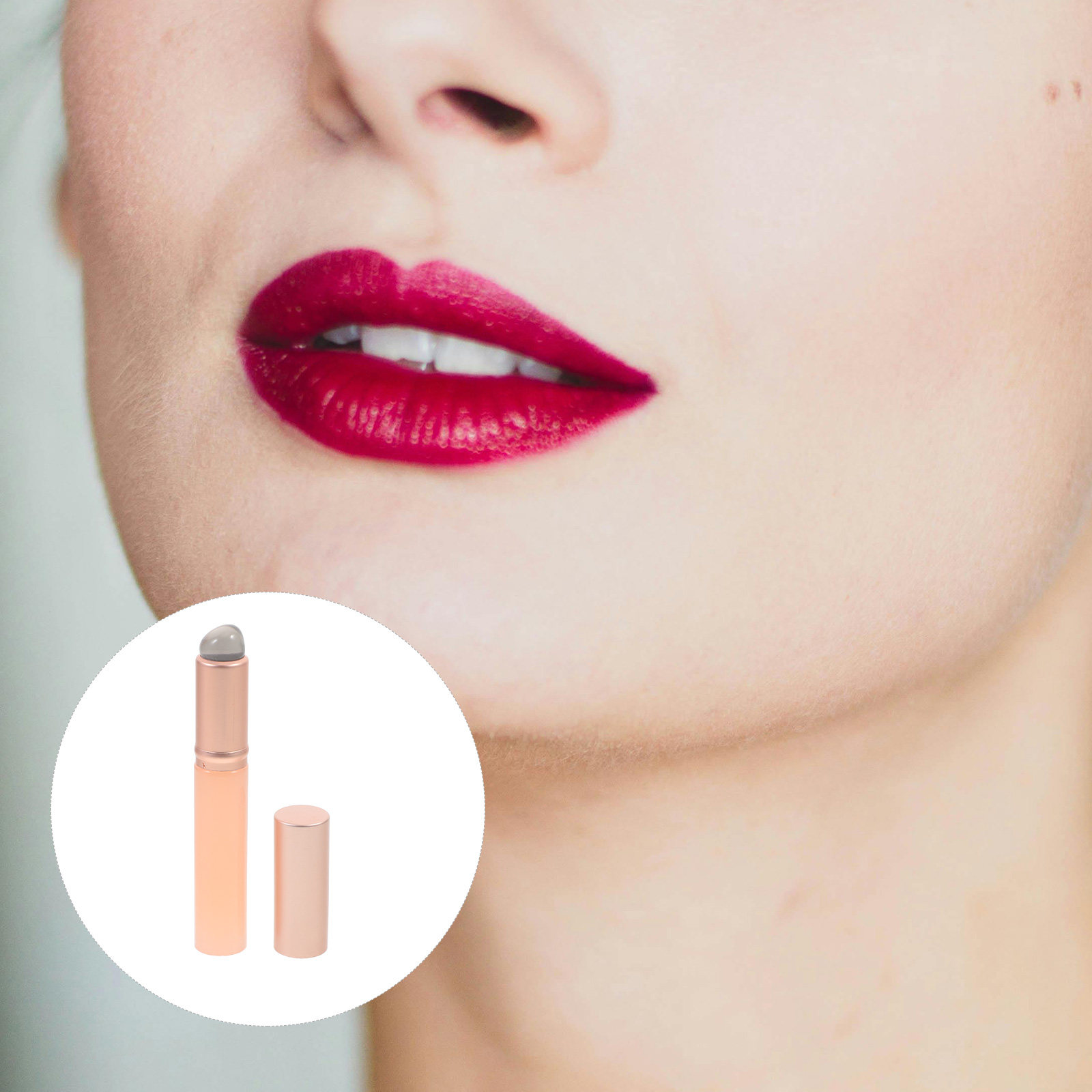 Lip Balm - 2개입 실리콘 립 어플리케이터 세트: 립스틱,