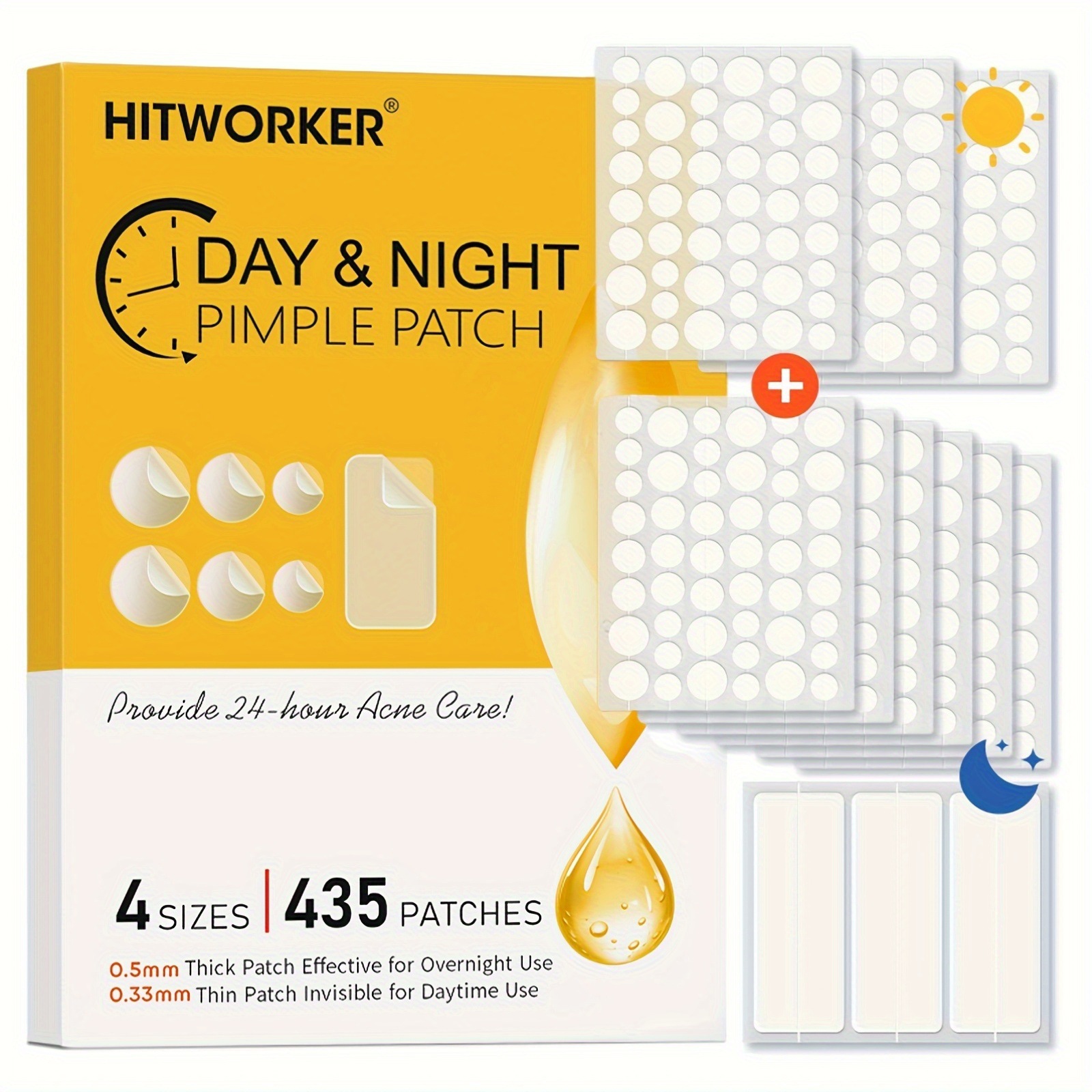 Face Oil - 435개의 투명한 여드름 패치, 알코올 무첨가,